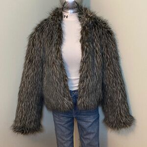 Stylish Reversible Gray Faux Fur Teddy Jacket